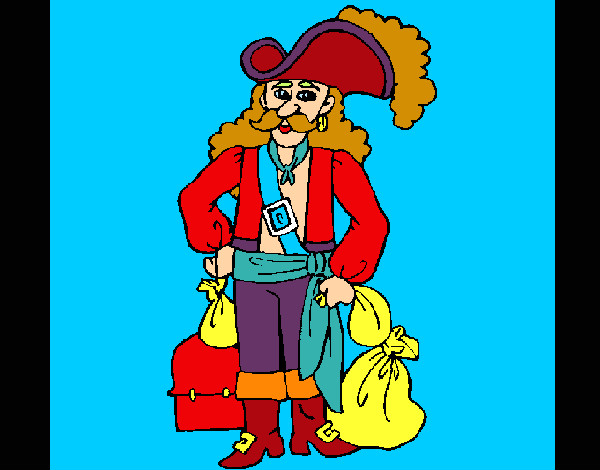 Desenho Pirata com sacos de ouro pintado por EduardoT
