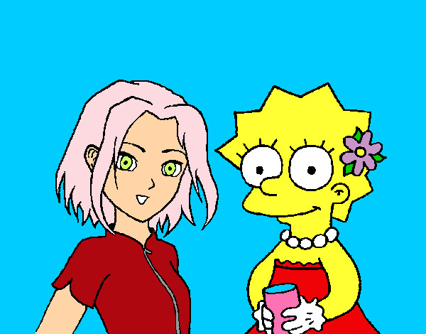 Desenho Sakura e Lisa pintado por Bruna_11