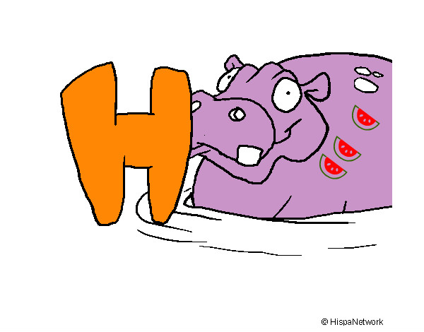 Desenho Hipopótamo pintado por MariGabi