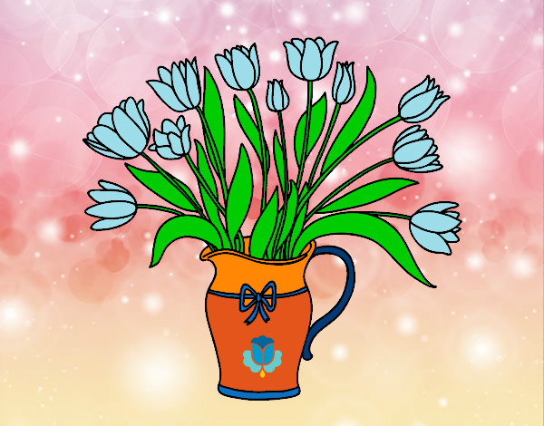 Desenho Jarro de tulipa pintado por mariav