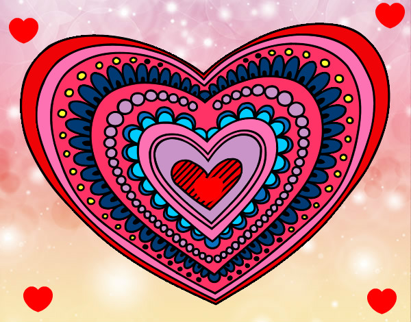 Desenho Mandala coração pintado por mariav