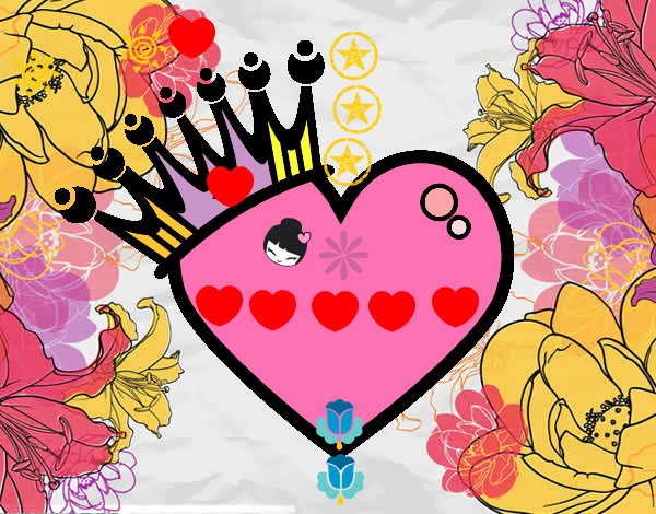 Desenho Coração com coroa pintado por Ludmilla_5