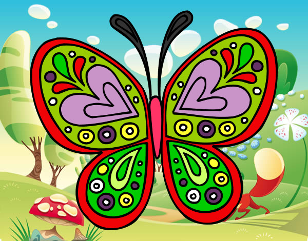 Desenho Mandala borboleta pintado por jamilton