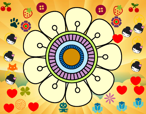 Desenho Mandala em forma de flor pintado por vivianeps