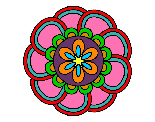 Desenho Mandala pétalas pintado por cora