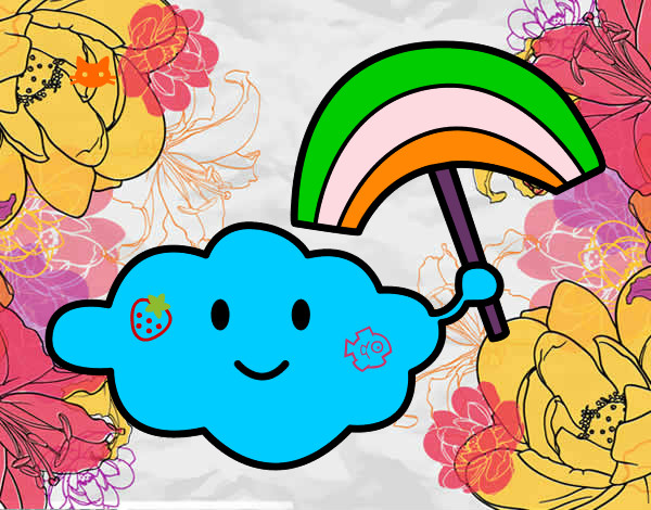 Desenho Nuvem com arco-íris pintado por vivianeps