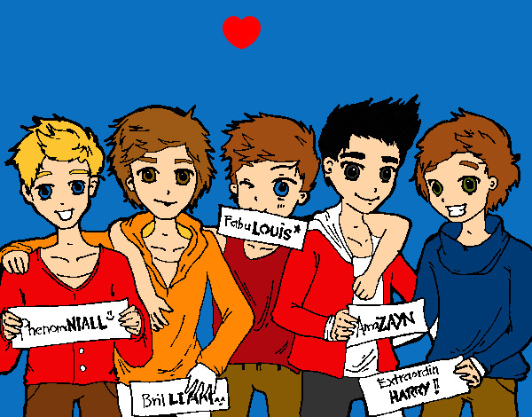 Desenho Os meninos do One Direction pintado por Loli