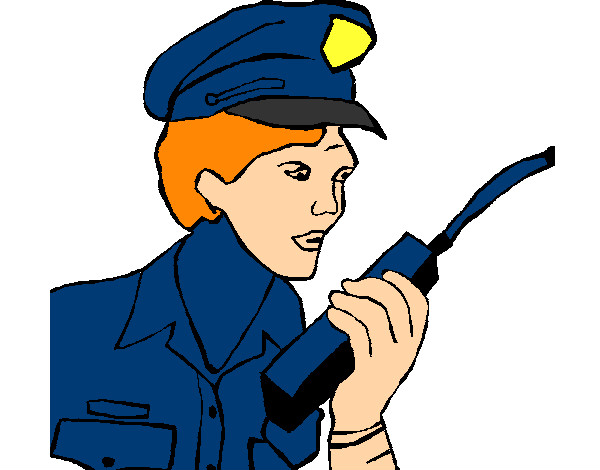 Polícia com um walkie