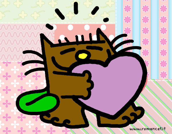 Desenho Gato e coração pintado por Mafaldibi