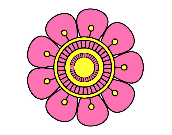 Desenho Mandala em forma de flor pintado por gigicafofa