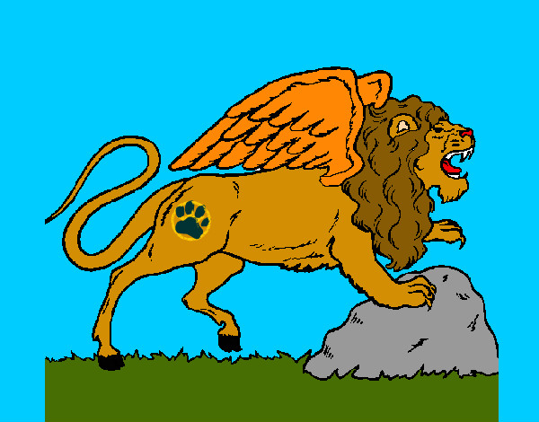 Desenho Leão alado pintado por koka