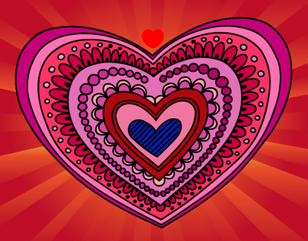 Desenho Mandala coração pintado por enfeitando
