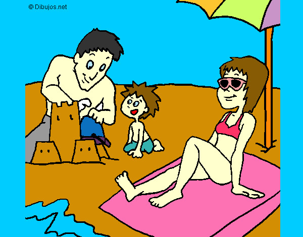 Desenho Família férias pintado por strelow