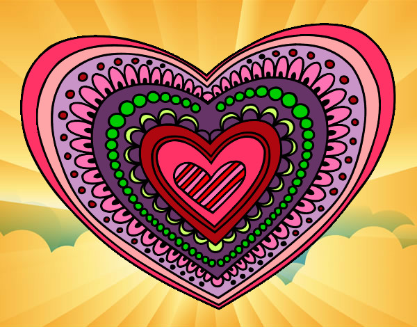 Desenho Mandala coração pintado por Reegininha