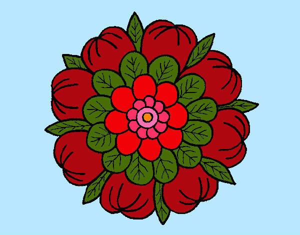 Desenho Mandala Floral pintado por FELIX