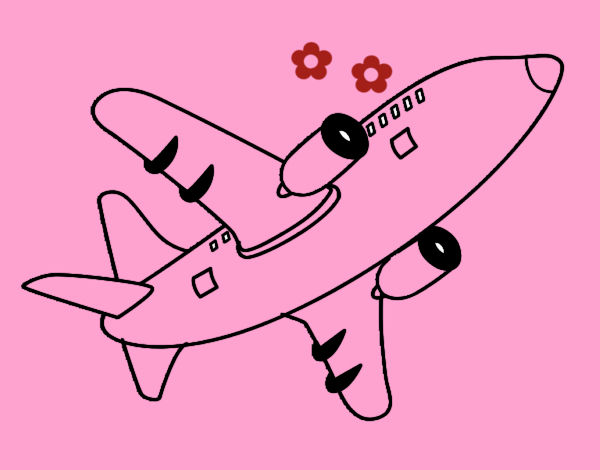Desenho Avião a voar pintado por lore