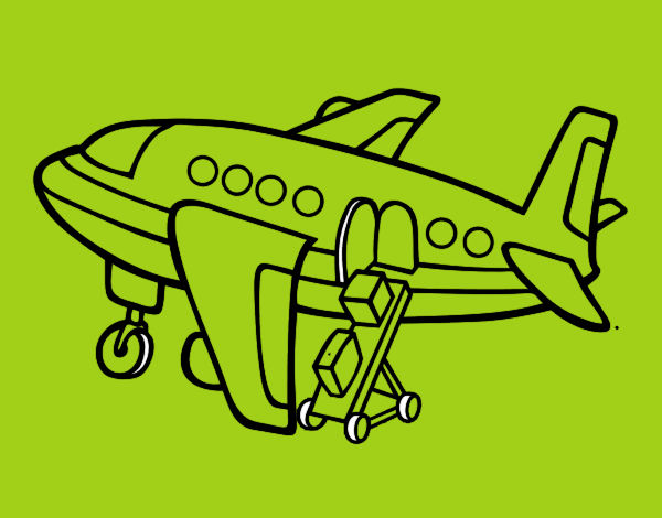 Desenho Avião levando bagagem pintado por lore