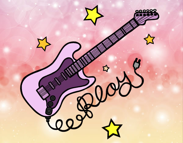 Desenho Guitarra e estrelas pintado por elzzadi