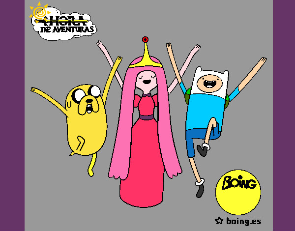 Desenho Jake, Princesa Bubblegum e Finn pintado por EnderLu