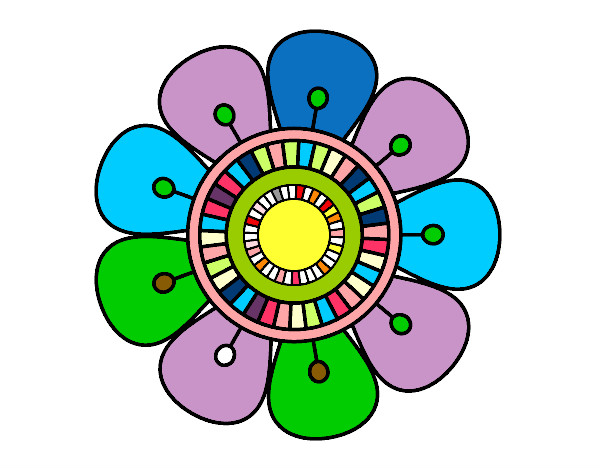 Desenho Mandala em forma de flor pintado por blanche