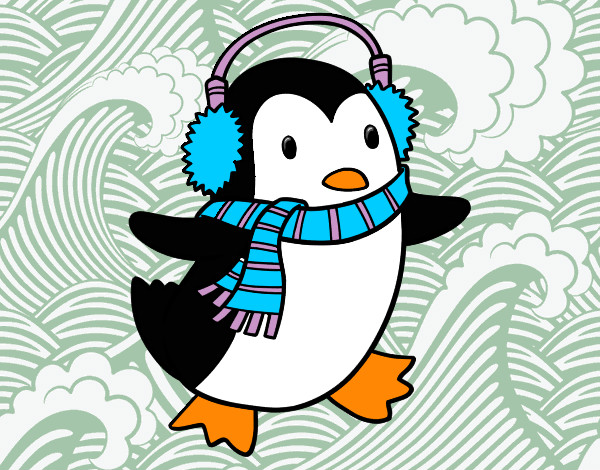 Desenho Pinguim com cachecol pintado por LULUISA