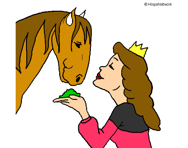 Desenho Princesa e cavalo pintado por Marcelita