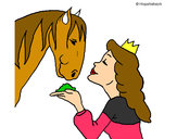 Desenho Princesa e cavalo pintado por Marcelita