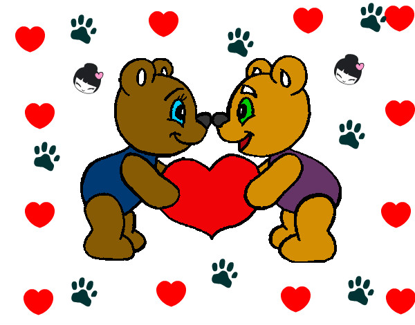 Desenho Ursos apaixonados pintado por mica