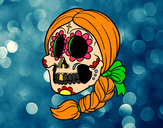 Desenho Crânio mexicano com trança pintado por lansttai