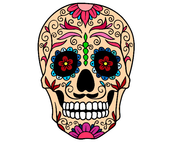 Desenho Crânio mexicano pintado por NDuenha