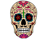 Desenho Crânio mexicano pintado por NDuenha