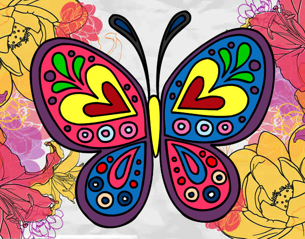 Desenho Mandala borboleta pintado por Gigi123