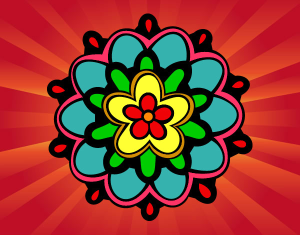 Desenho Mandala com uma flor pintado por rosina