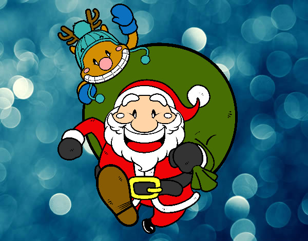 Desenho Pai Natal e Rudolph pintado por Bolinho7