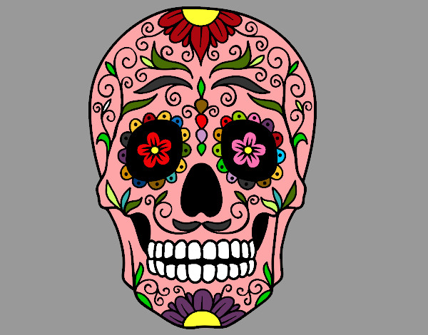 Desenho Crânio mexicano pintado por faccin