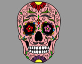 Desenho Crânio mexicano pintado por faccin