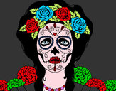 Desenho Feminino crânio mexicano pintado por Thatynah