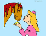 Desenho Princesa e cavalo pintado por pipoca