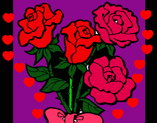 Desenho Ramo de rosas pintado por leticiamen