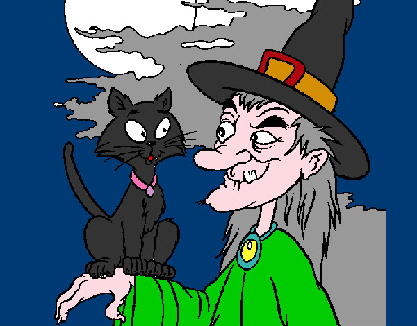 Desenho Bruxa e gato pintado por SABRINAS 