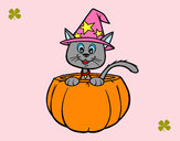 Desenho Gato do Halloween pintado por peste