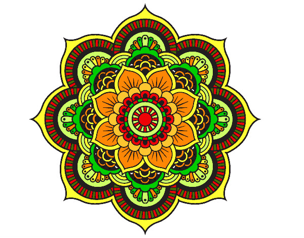 Desenho Mandala flor oriental pintado por Alkimya