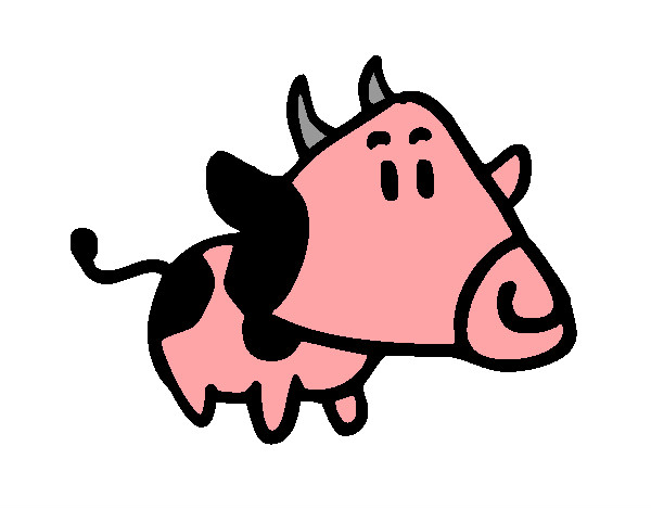 Desenho Vaca com cabeça triangular pintado por Luisinha