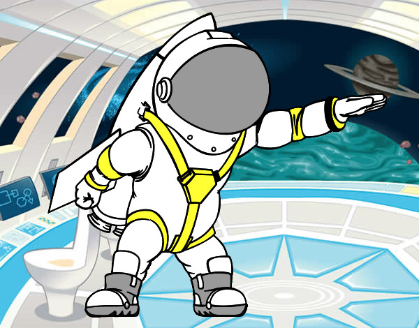 Desenho Astronauta com foguete pintado por cauazinho
