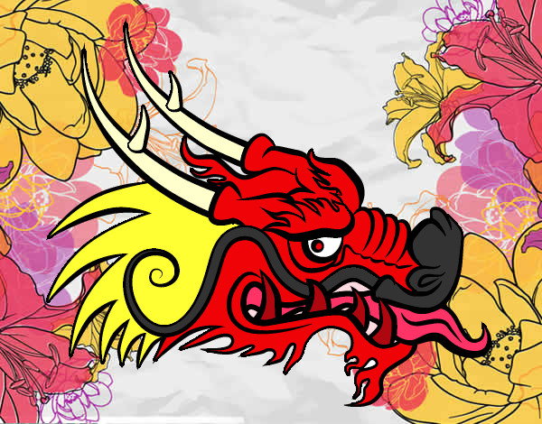 Desenho Cabeça de dragão vermelha pintado por jhonatan9