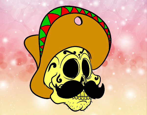 Desenho Crânio mexicano com bigode pintado por jhonatan9