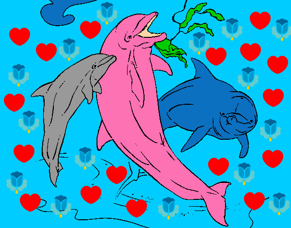 Desenho Golfinhos a brincar pintado por luce