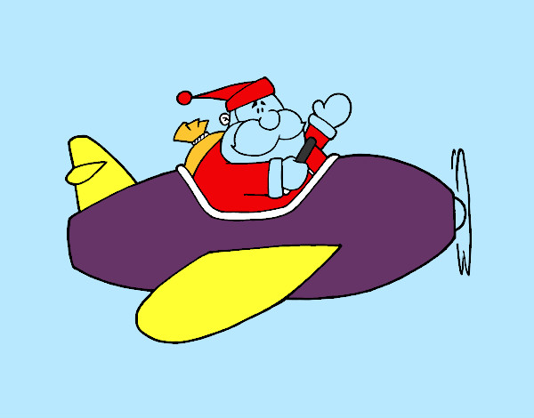 Desenho Santa no avião pintado por PEDRORADIC