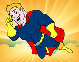 Desenho Superherói voando pintado por cauazinho