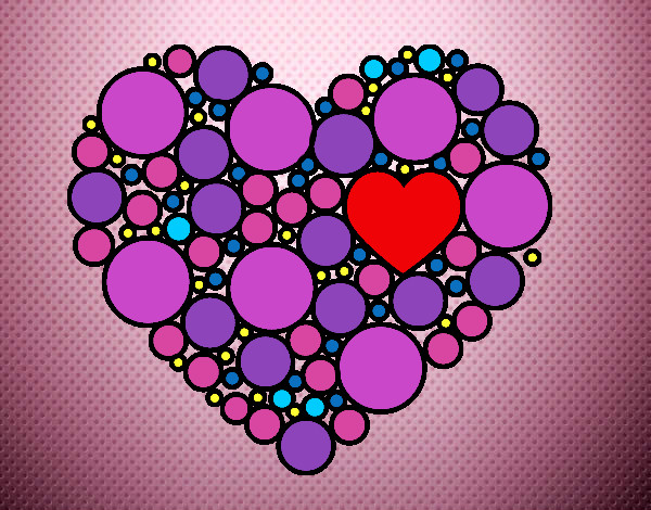 Desenho Coração com círculos pintado por TULINHO